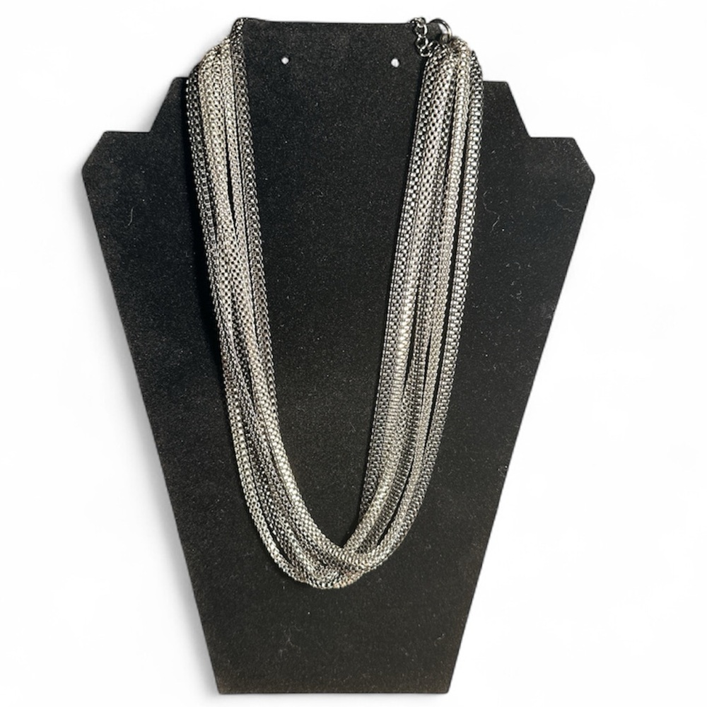 New York & Company Silver Metallic Multi-Strand Necklace